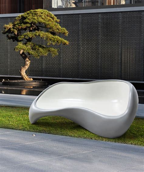 现代简约玻璃钢靠背休息椅户外广场座凳公共休息座椅
