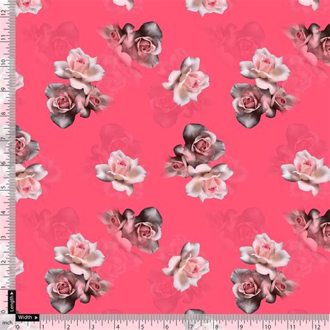 Digital Printed Pure Cotton Fabric - Pink Floral - Unstitched Fabric ...