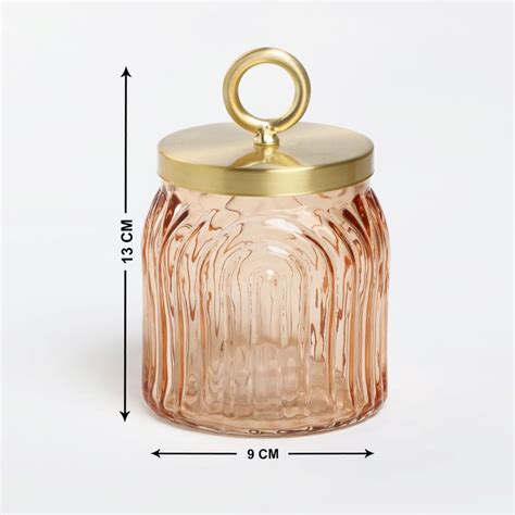 Buy Nova Dastkari Asra Glass Cotton Jar with Metal Lid from Home Centre ...