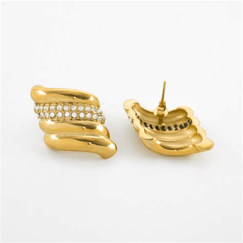 Gold Plated Ripple Bling Earrings – Shop Raya