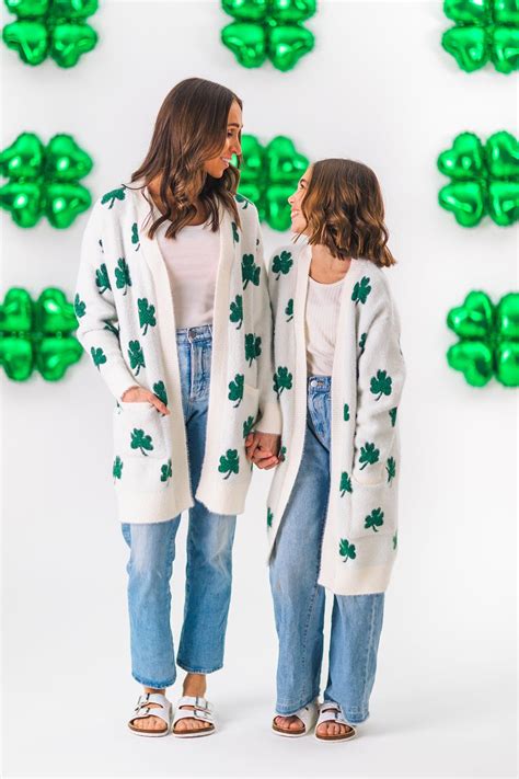 Cozy Four Leaf Clover Cardigan | Matching Mom & Me Clothing – Sparkle ...