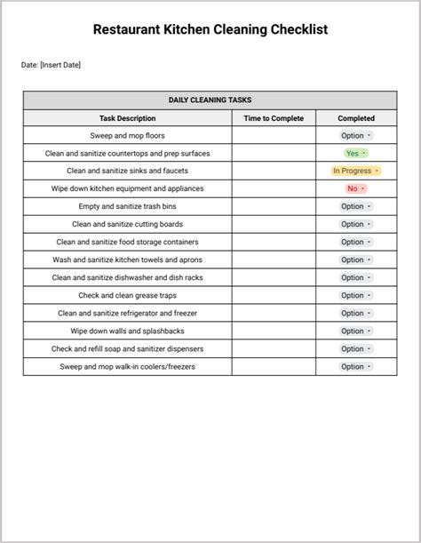 Restaurant Kitchen Checklist 的图像结果