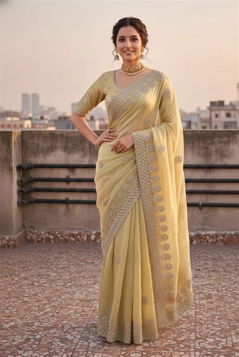 Premium Fandy satin with c pallu bits embroidery work saree – Saanju ...