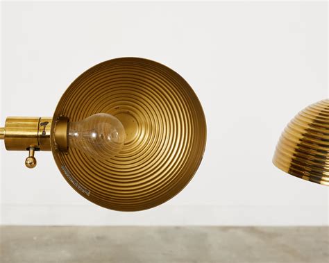 Pair of Art Deco Style Polished Brass Task Floor Lamps For Sale at 1stDibs