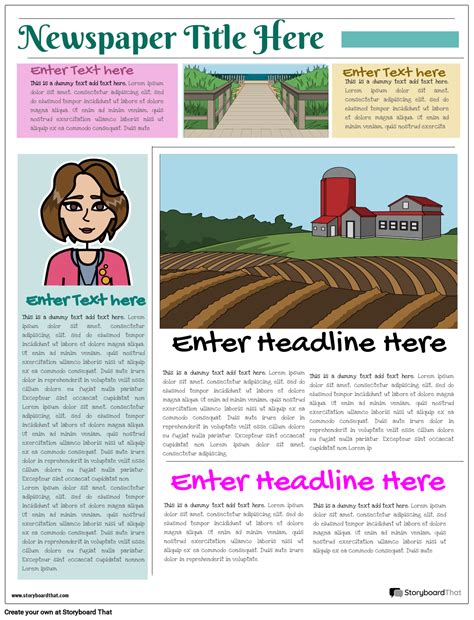 Colorful Sections Newspaper Project Worksheet
