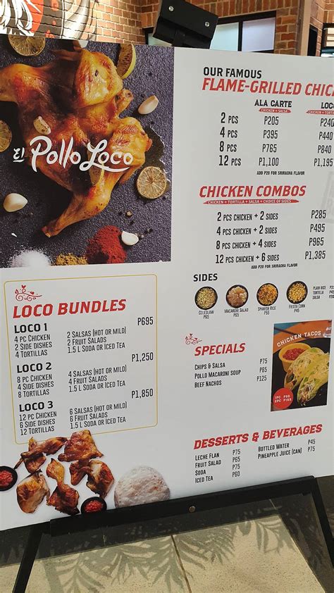 Carta del restaurante El Pollo Loco Glorietta, Makati