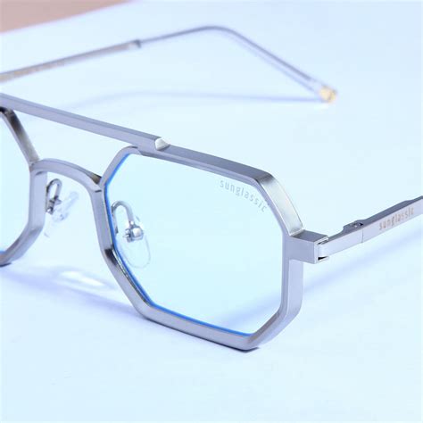 Buy Commando V1 Rectangle Silver Clear Sunglasses | Sunglassic ...