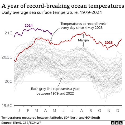 Climate change: World's oceans suffer from record-breaking year of heat ...