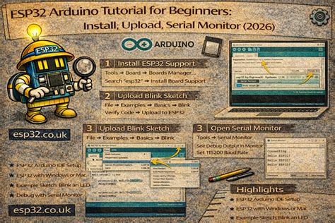 ESP32 Quick Start GuideESP32 Arduino Tutorial for Beginners: Install, Upload, Serial Monitor ...