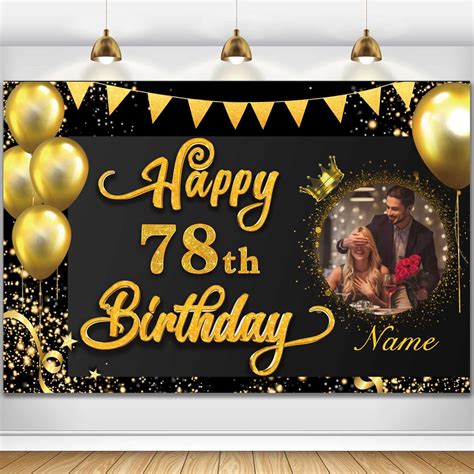Amazon.com: Custom Happy 78th Birthday Decorations Banner -78 Years Old ...
