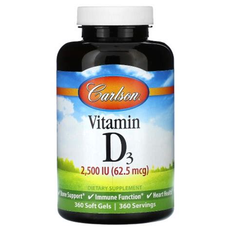 Carlson Vitamin D3 62.5 mcg (2 500 IU) - 360 Soft Gels, 360 Count - Kroger
