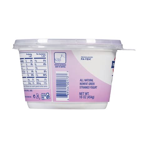 Fage Greek Yogurt Nutrition Label