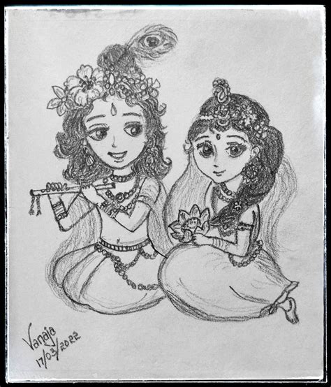 Little Radha Krishna | Radha krishna simple sketch
