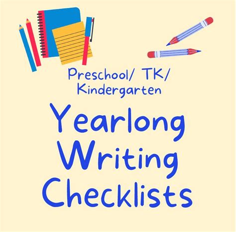 Preschool/tk/kindergarten Writing Checklist - Etsy