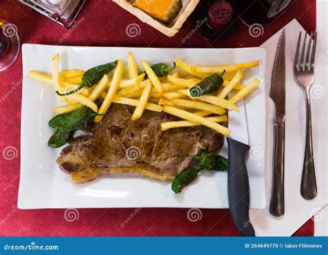 Top View of Beef Steak with Side Dish Stock Photo - Image of grilled ...