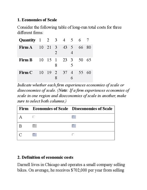 HIS 100 Module Five Activity homework - Economies of Scale Consider the ...