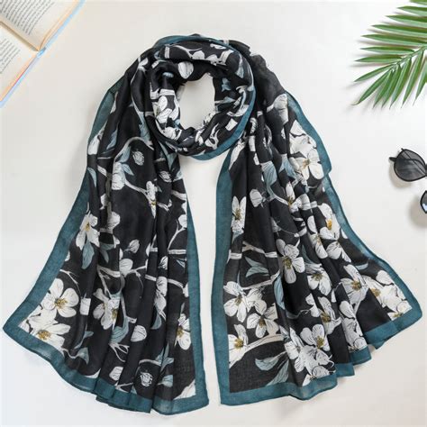 Black Floral Scarf For Women Online - Premium Scarf | Nestasia