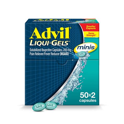 Advil Liqui-Gels Minis, 200Mg Ibuprofen, Pain Reliever / Fever Reducer ...
