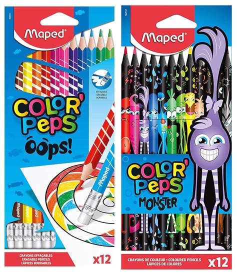Maped Color'Peps Oops Erasable Color Pencils Set - Pack of 12 Color ...
