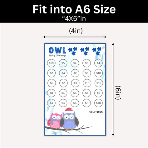 Buy Mini Owl Savings Challenge Printable, Money Saving Tracker Bundle ...