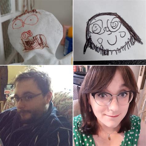 My daughter's drawings of me make a pretty interesting side by side ...
