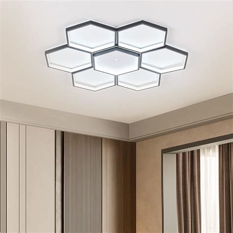 Modern LED Ceiling Light, 98W Flush Mount Ceiling Lamp, 32 Inch 6000K ...