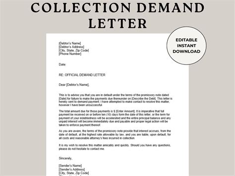 Demand Letter, Demand Letter Template, Editable Demand Letter, Legal ...