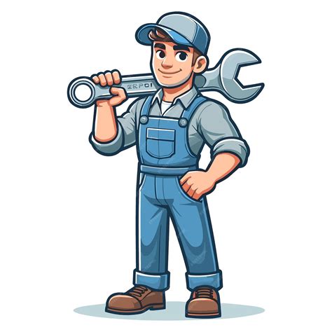 Premium Vector | Confident Cartoon Mechanic with Wrench Illustration