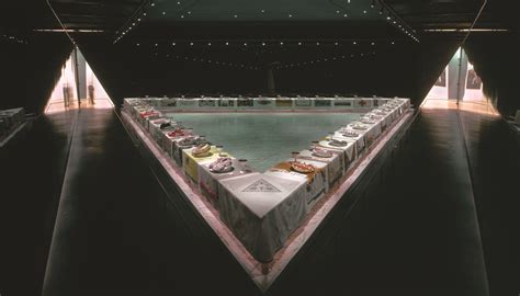 Judy Chicago, The Dinner Party, 1979. Mixed media, 48 × 48 × 3 ft ...