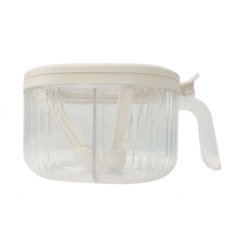 4-Compartment Plastic Spice Container: Seasoning Box with Lid, Spoon ...