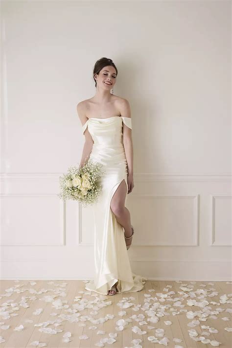 Strapless Sculpting Satin Mermaid Wedding Dress | David's Bridal