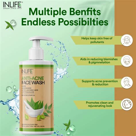 Buy INLIFE ANTI ACNE FACE WASH WITH NEEM ,GLOWING SKIN | ALL SKIN TYPES ...