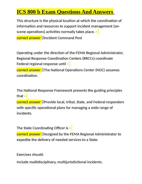 ICS 800 b Exam Questions And Answers | Exams Social Sciences | Docsity
