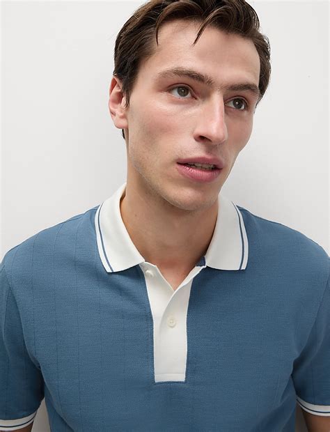 Buy Cotton Rich Textured Polo Shirt at Marks & Spencer