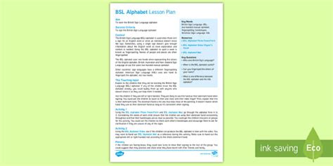 British Sign Language (BSL) Alphabet Lesson Plan - Twinkl