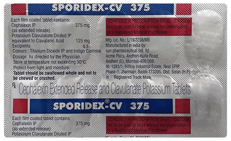 Sporidex-CV 375 Tablet ER: Price, Uses, Side Effects & How to Use ...