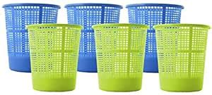 Heart Home Plastic 6 Pieces Mesh Dustbin Garbage Bin for Office use ...