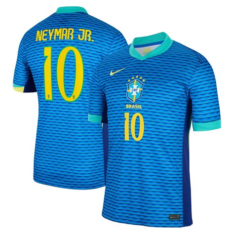 Men's Nike Neymar Jr. Blue Brazil National Team 2024 Away Stadium ...
