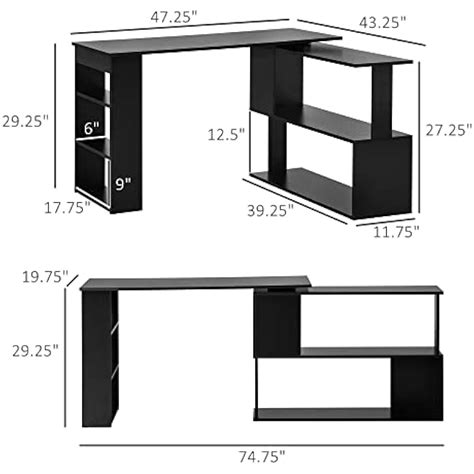 HOMCOM L Shaped Corner Desk, 360 Degree Rotating India | Ubuy