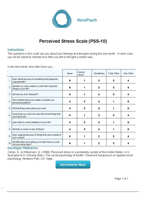 PSS-10: Perceived Stress Scale Instructions and Questionnaire - Studeersnel
