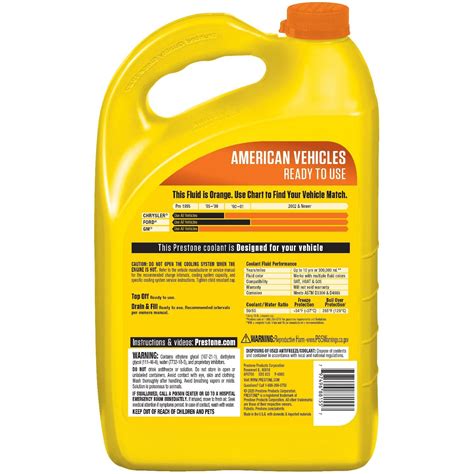 Prestone Orange Pre-Mixed Engine Coolant Antifreeze