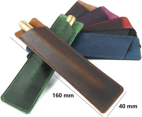 Buy Borsgye Pens Pouch Leather Pen Protective Sleeve Cover Crazy Horse ...