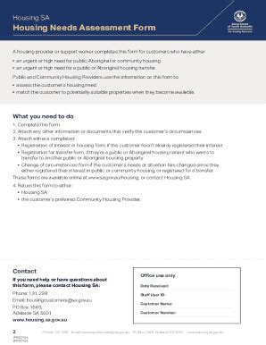 Housing SA Needs Assessment Form - Blank Fillable Template | Fill Out ...