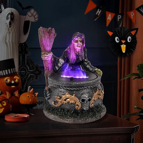 Amazon.com: Witch Cauldron with Diffuser for Essential Oils, Black Witch 7 Color Flame ...