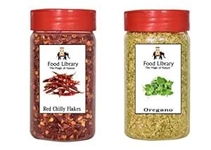 Food Library The Magic of Nature Combo of Red Chilli Flakes & Oregano ...