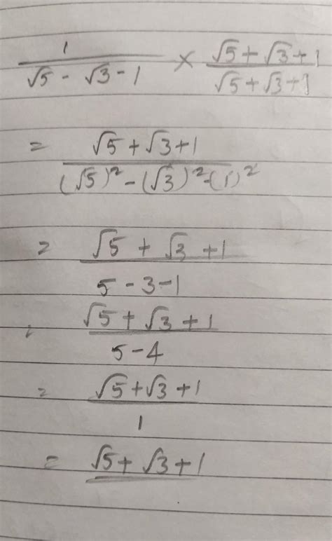 simplify 1 by root 5 minus root 3 minus 1 by rationalizing the ...