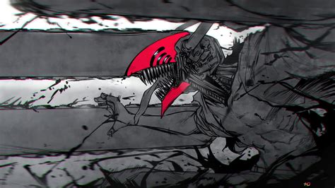 Denji hybrid form art from Chainsaw man anime art 4K wallpaper download