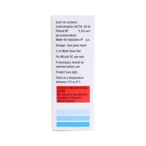 Buy Acth 60iu/Ml Vial Of 5ml Injection Online & Save Up to 24% at PharmEasy