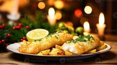 ai generado pescado y papas fritas para invierno fiesta cena ...
