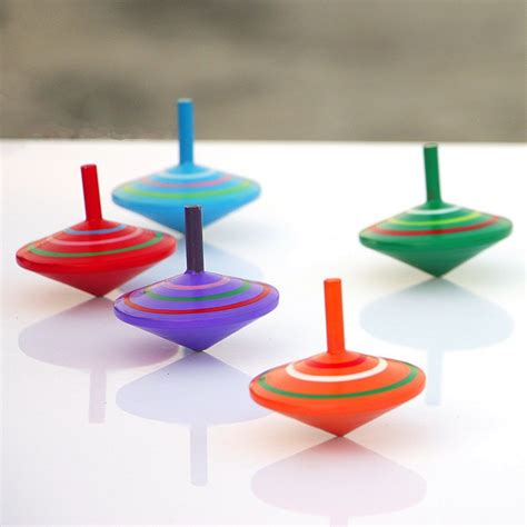 1PC Mini Cartoon Multicolor Wooden Spinning Top Toy Wood Gyro Classic ...